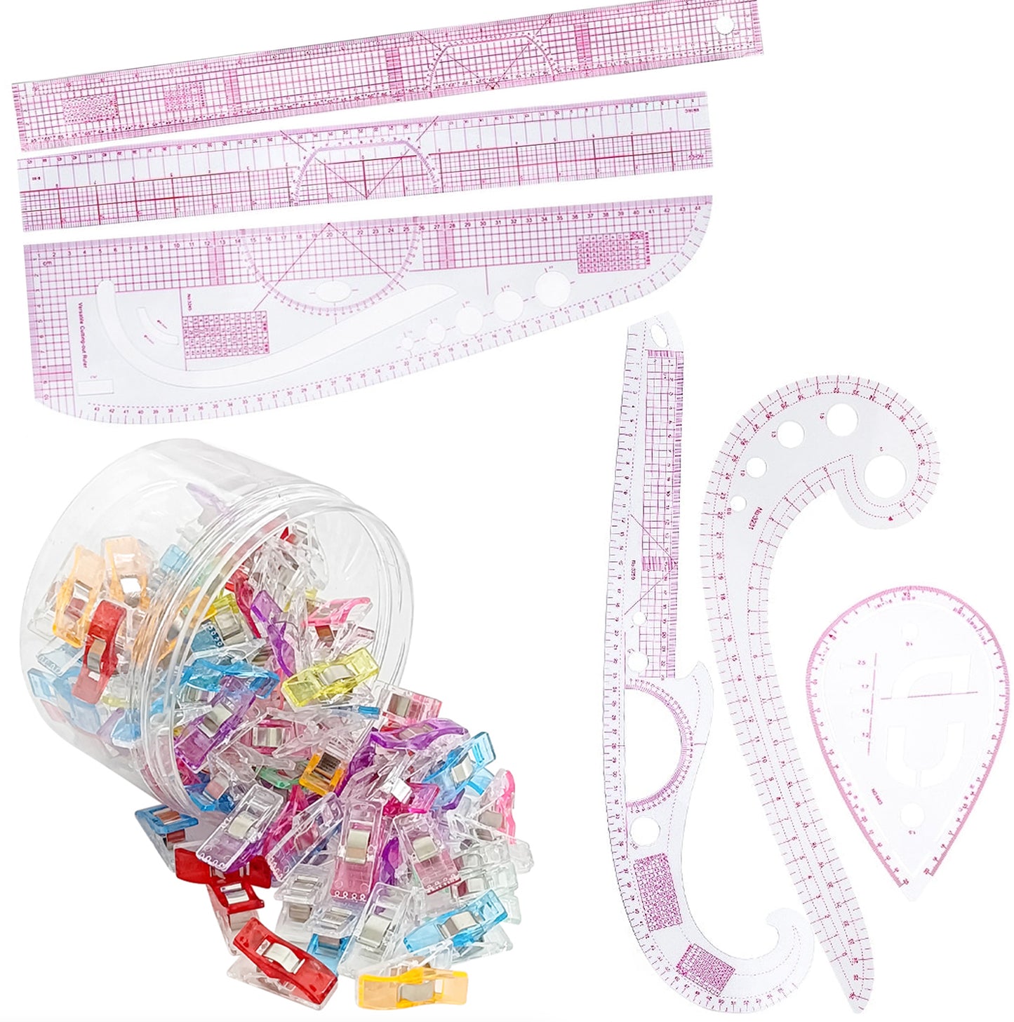 Rulers Kit (6pcs) + Sewing Clips (25pcs)